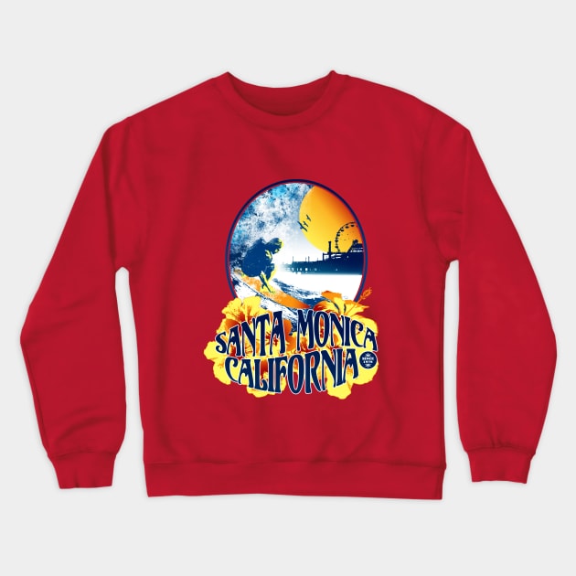 Santa Monica California Crewneck Sweatshirt by Smiley Mike & Layla